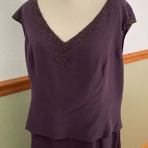 Montage by Mon Cheri Plum purple Beaded Sleeveless Mother of the Bride Gown 18WP